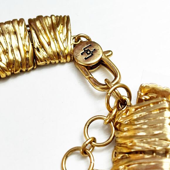 NEW Chico's Goldtone Crinkle Collar Necklace - Picture 9 of 9